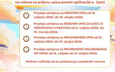 Upisi u 1. razred – 2026./2027.